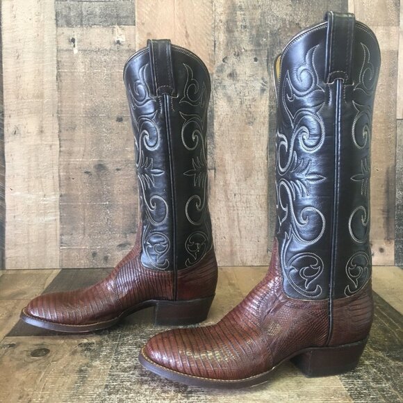 Tony Lama Vintage Round Toe Gold Label Teju Lizard Cowboy Boots Womens 4 B - Picture 8 of 12